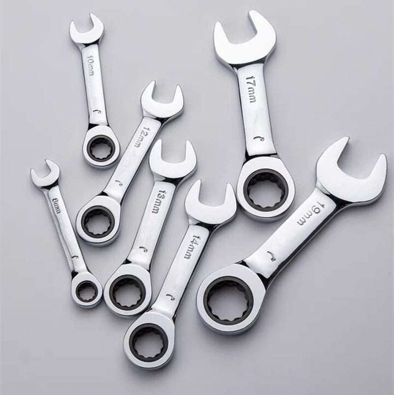 FLZOSPER 10mm Metric Stubby Box End Head Geared Wrench, 72-Tooth Ratcheting Combination Wrench Spanner - Image 5